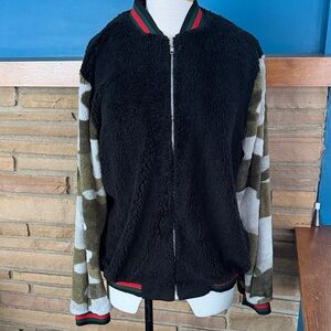 Gypsies & Moondust Black and Camouflage Bomber Jacket